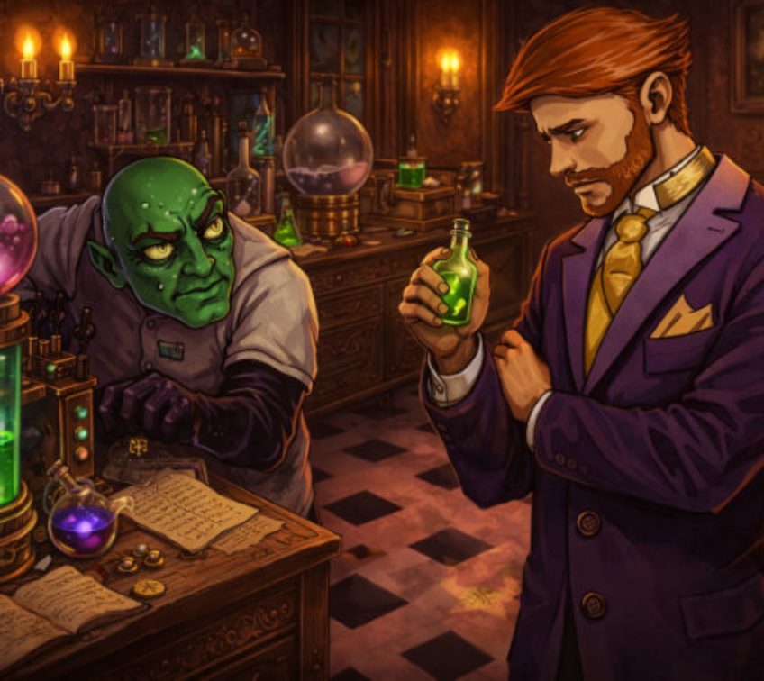 Laboratory scene showing tense character interaction