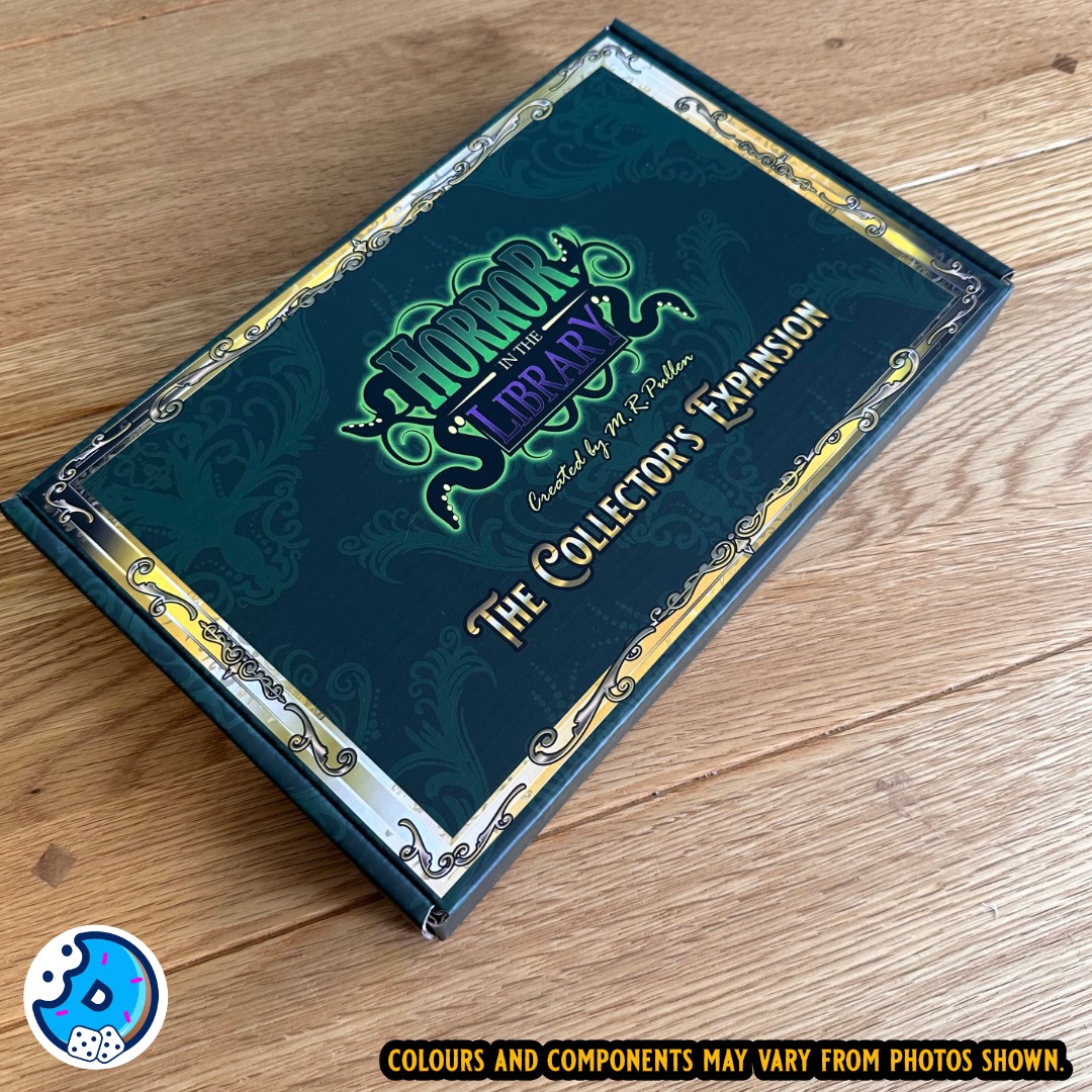 Horror in the Library expansion artwork and components