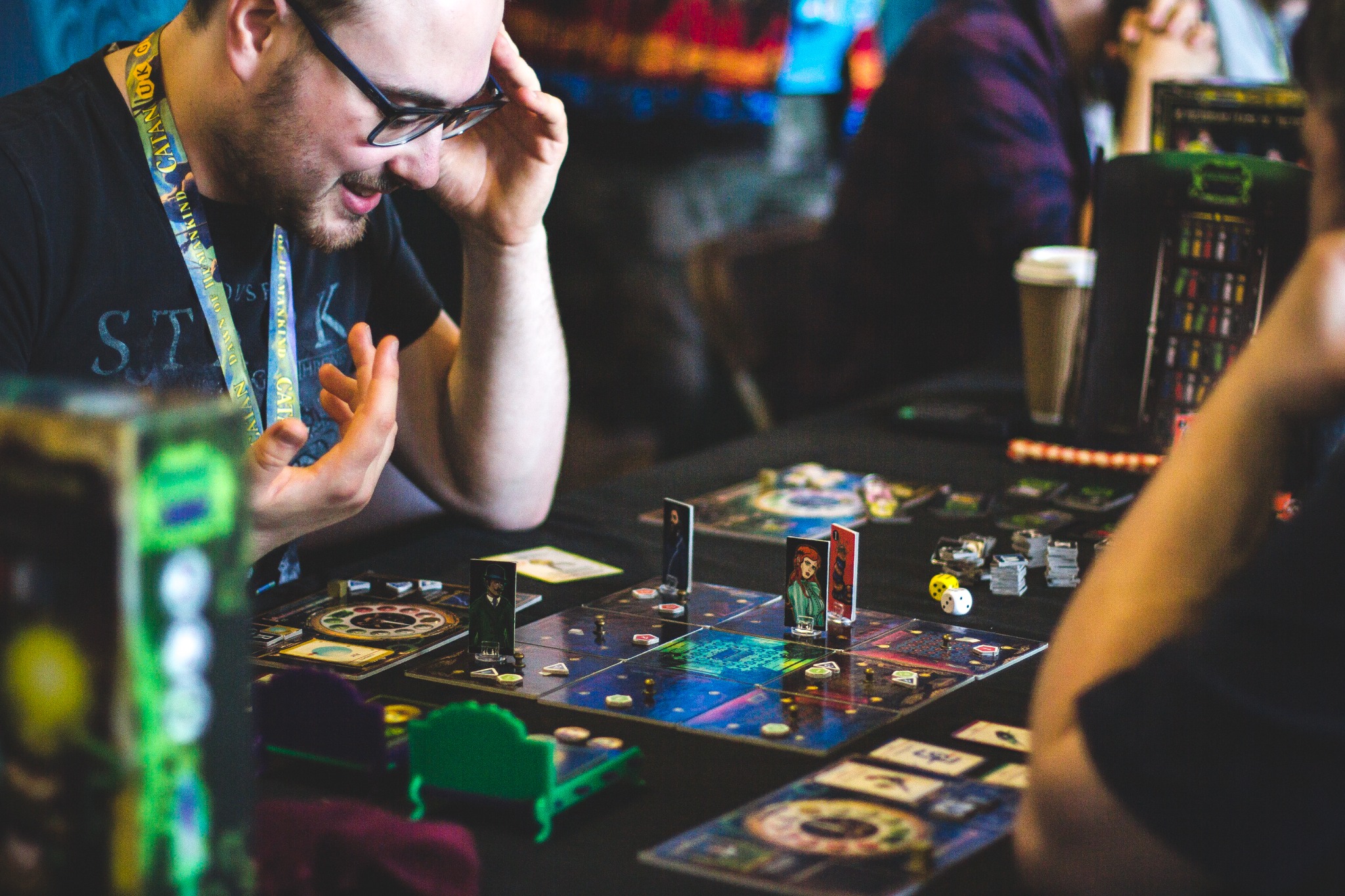 Close-up event photo of players engaged in a Horror in the Library game session