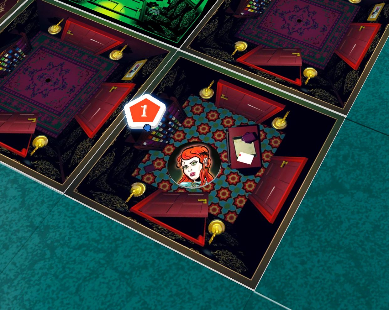 Tabletopia screenshot showing Horror in the Library setup
